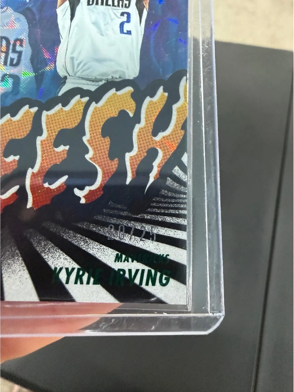 2023-24 Panini NBA Hoops SHEESH! Blue Explosion Parallel Kyrie Irving #10 Dallas